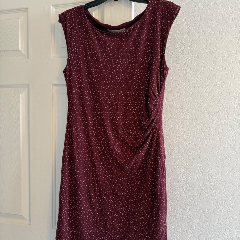 Loft Women’s Floral Scrunch Side Sleeveless Dress, Red, Large